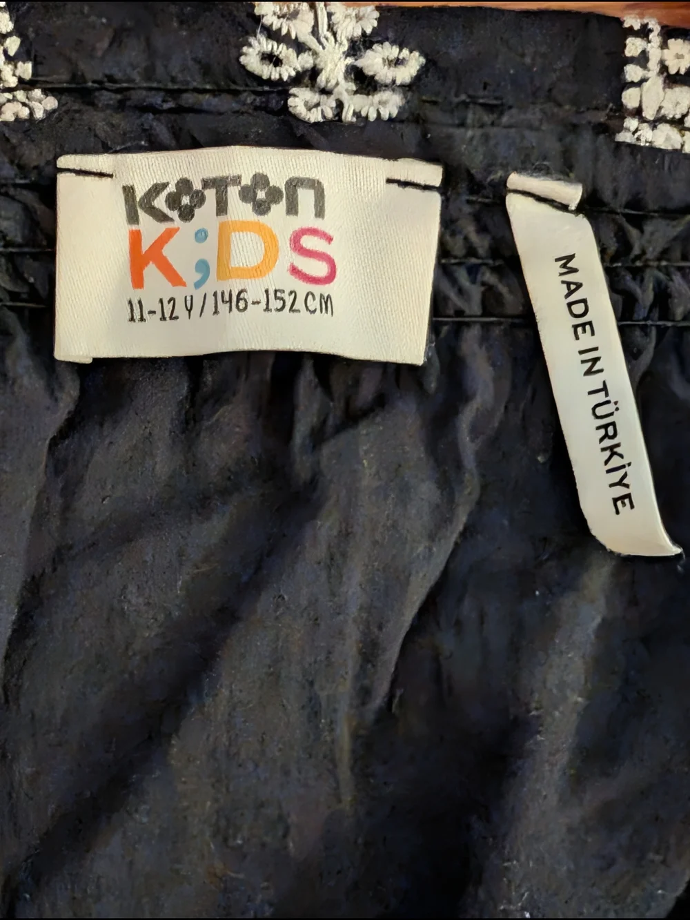 Koton Kids Girls Black and White Floral Embroidered Tank Top